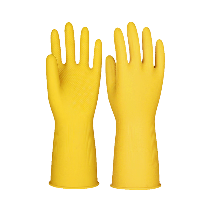 Bangshoushi Latex Gloves, 10 Pairs, Rubber Waterproof Non-Slip Durable Industrial Laboratory Household Cleaning Dishwashing Protective Work Gloves A2 Medium Size