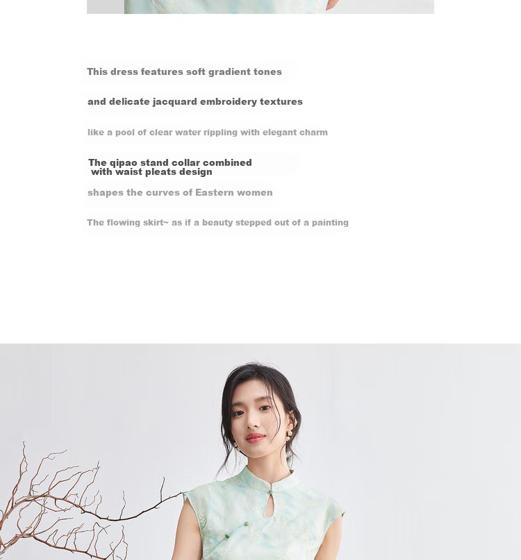 Sentubila Modified Qipao Chinese Style Dress Women Summer Waterdrop Hollow Stand Collar Embroidered New Chinese Waist Slimming Mid-Length Dress 3