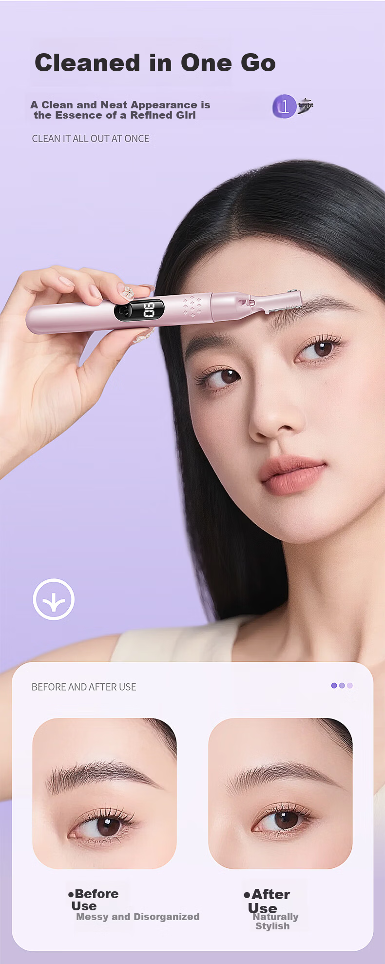 Sujian Portable Electric Eyebrow Trimmer Anti-Scratch Eyebrow Groomer for Women Beginners Eyebrow Shaping and Hair Removal Tool 4