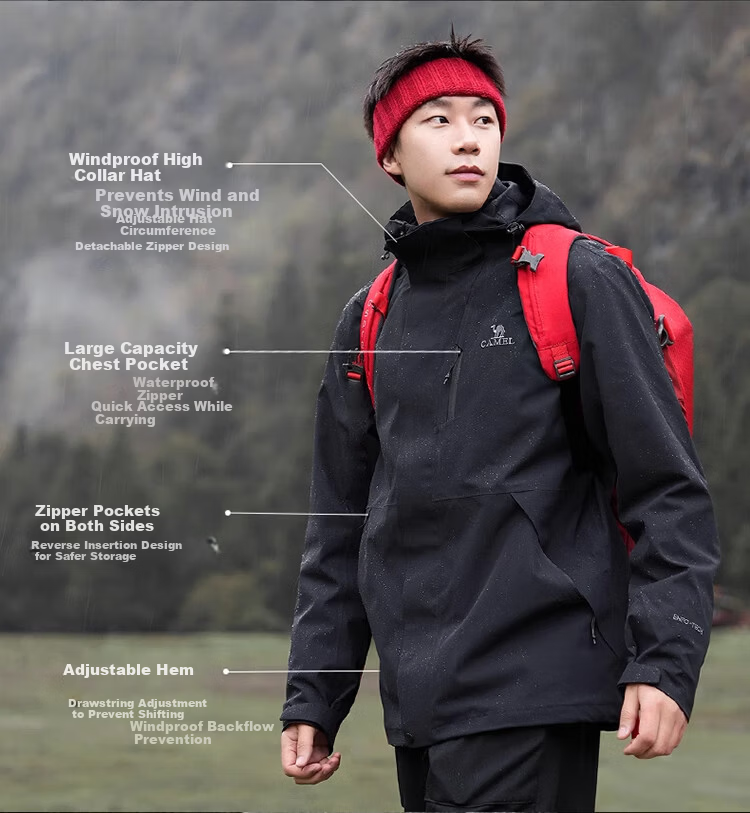 CAMEL 3-in-1 Waterproof Fleece-Lined Down Inner Jacket AD12263514A Light Khaki, Unisex S 6