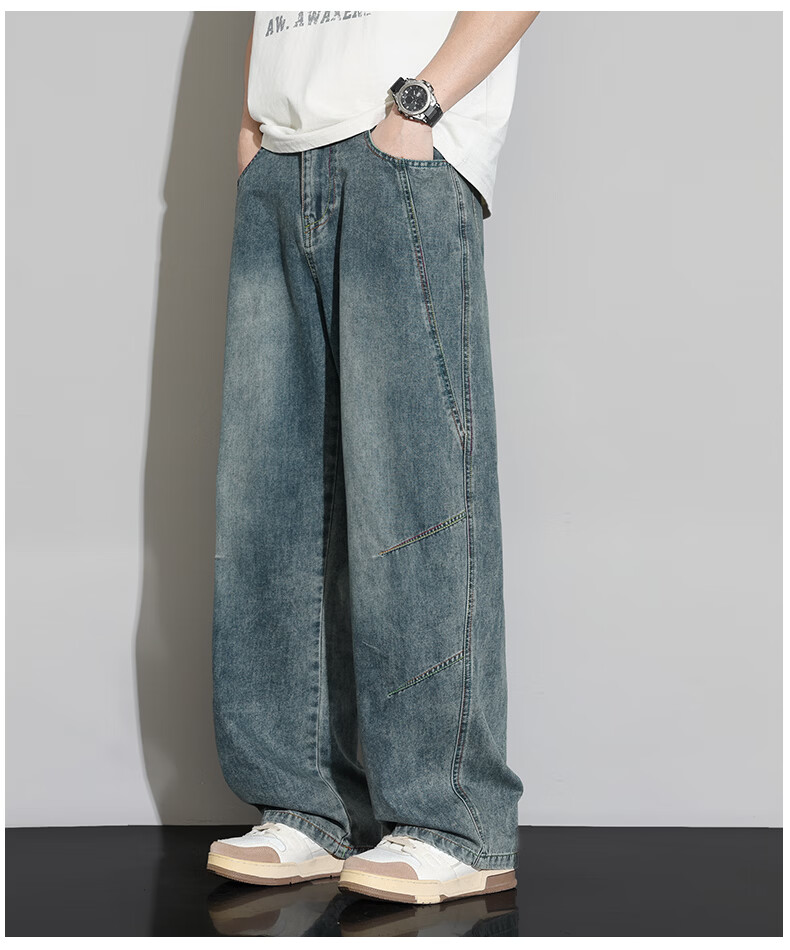 SWAMP AREA Lyocell Tencel Denim Jeans Men Summer Straight Loose Ice Silk Wide Leg Casual Pants K652 Black L 10