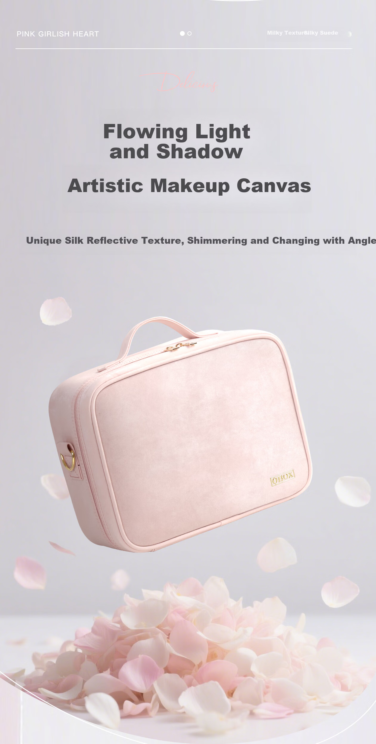 OBOX LED Lighted Makeup Bag with Mirror Vintage Waxed Leather Amber 12-inch 2