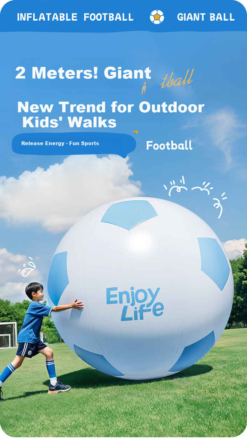 Adandyish 80cm Blue Inflatable Beach Soccer Ball Outdoor Toy Giant Lawn Ball Birthday Gift for Kids 1