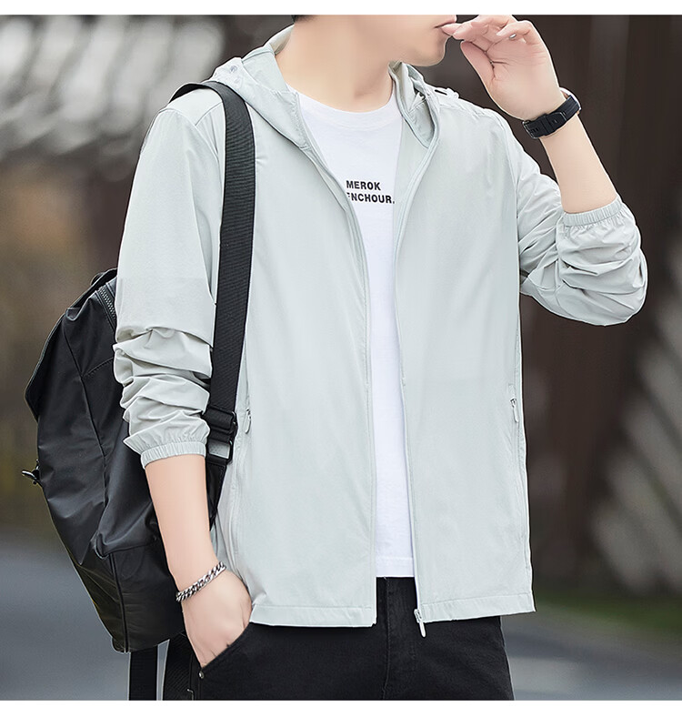 ROMON Men's Summer Ice Silk Quick-Dry Casual Business Breathable Outdoor UV Protection Jacket AG9 Green 5X 13