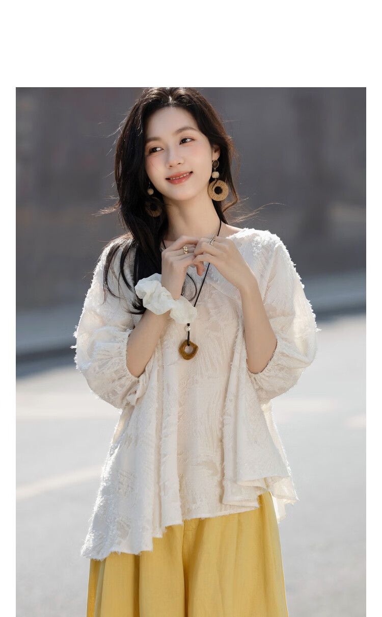 Demana Romantic Storm Summer Elegant Wind Shawl Sleeve Irregular Loose Slim Fit Petite Shirt for Women High-End Feel 5