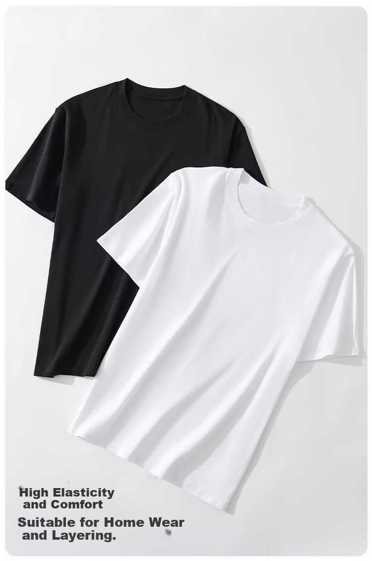 XUEXIMAN Pure Cotton Short Sleeve T-Shirt Men Xinjiang Cotton Summer Base Layer Couple Casual Breathable Versatile Sports White Tee Shirt Men 6