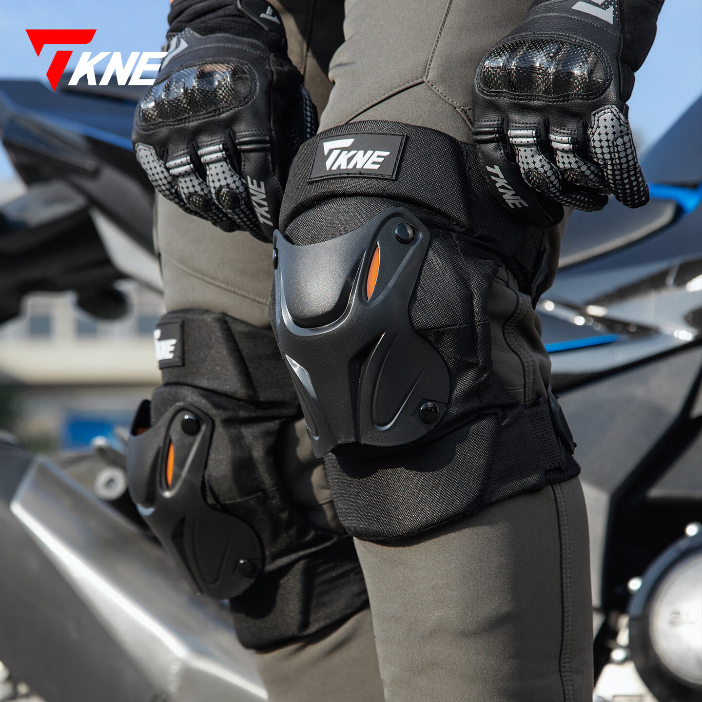 TKNE Motorcycle Knee and Elbow Guards Electric Vehicle Protective Gear Four-Season Windproof Riding Anti-Fall Leg Guards Knee Pads Two-Piece Set