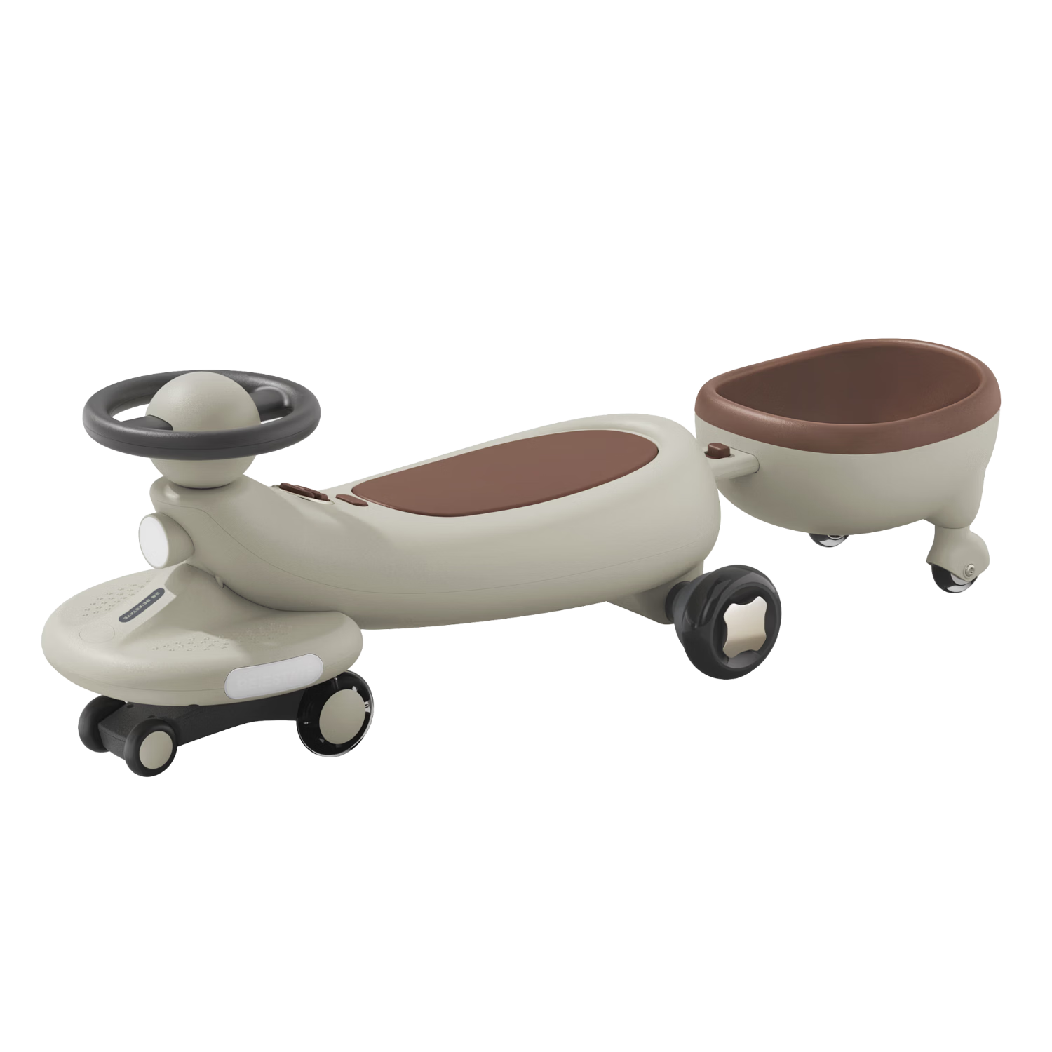 BEIESTATE Planet Twist Ride-On Luggage Car for Ages 1-6, Adult-Sittable Toddler Ride-On, High-Quality Baby Gift, Mica Gray