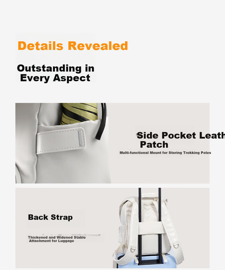 Zhuoer Vitality Series Square Camera Bag Photography Backpack Casual Minimalist Style Top and Bottom Compartments One Camera Two Lenses 15L Pearl White 14