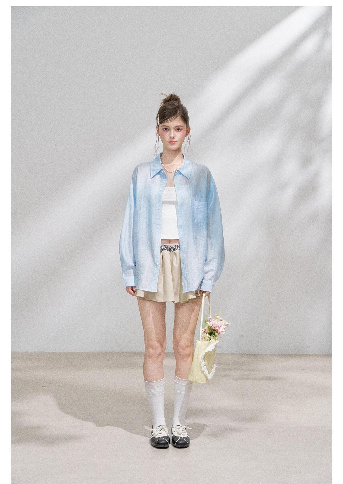 ICH MODE "Spring Light Leisure" Lyocell Sun Protection Long Sleeve Shirt Women Lazy Style Thin Jacket White M 20