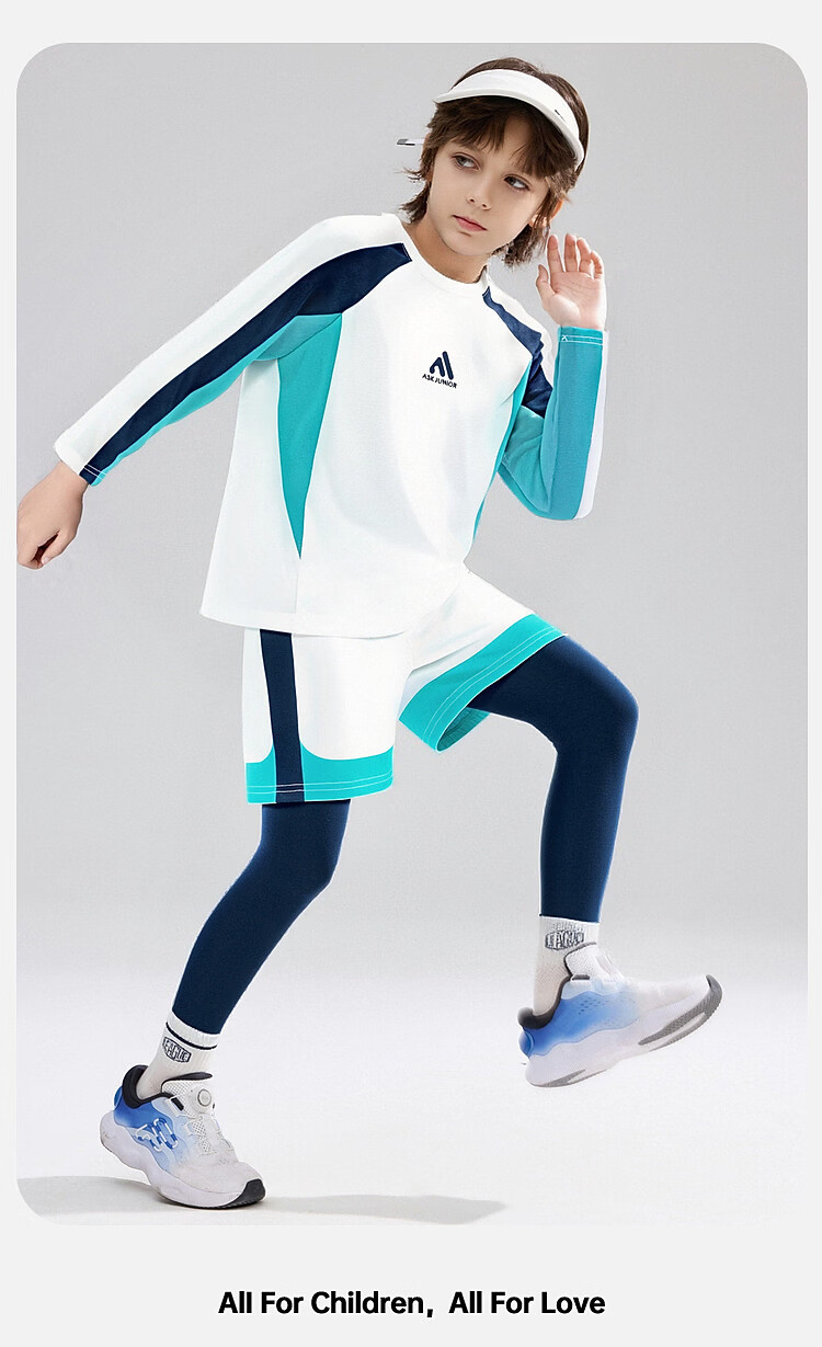 ASK JUNIOR Kids Set 2026 Spring Boys Long Sleeve T-Shirt and Casual Pants Sportswear Navy Blue 160 15