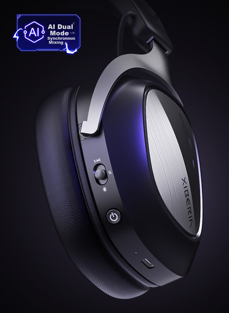 XIBERIA K06S Quad-Mode Smart Display Gaming Headset Bluetooth Wireless Over-Ear Dual-Mode Same-Frequency Mixing Support Play While Charging Esports Delta Black [Recommended by Xiaodingdang] 6