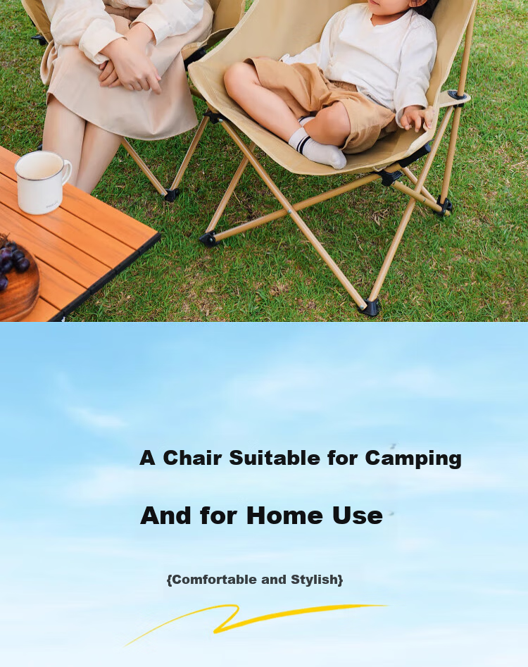 Gosoo Outdoor Folding Chair High Back Moon Chair Camping Chair with Backrest Portable Nap Folding Recliner Beach Chair 2