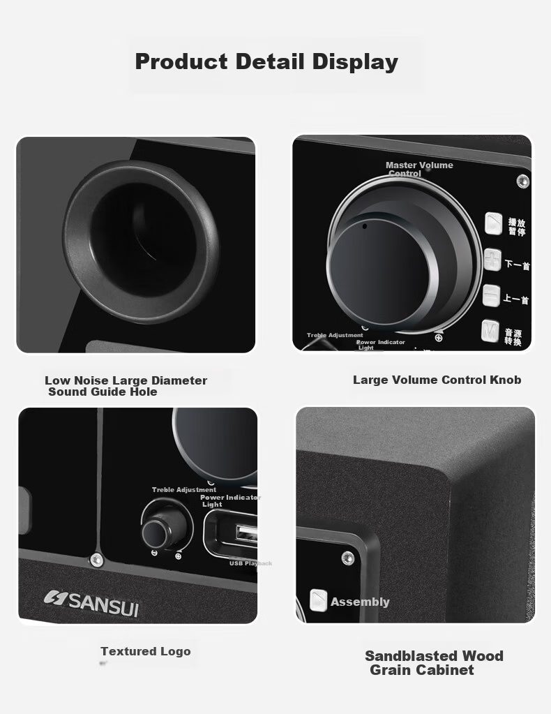 SANSUI 66B Home Subwoofer Wireless Bluetooth Laptop Desktop Computer Speakers Gaming Competitive E-sports Home Theater Hi-Fi Multimedia Speaker 15