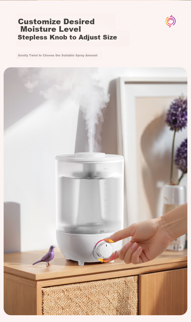 Hualing Midea Water Glow Humidifier 3.5L Home Bedroom Large Mist Quiet Small Desktop Humidifier for Pregnant Women, Babies, and Kids Gift for Girls Moisturizing 8