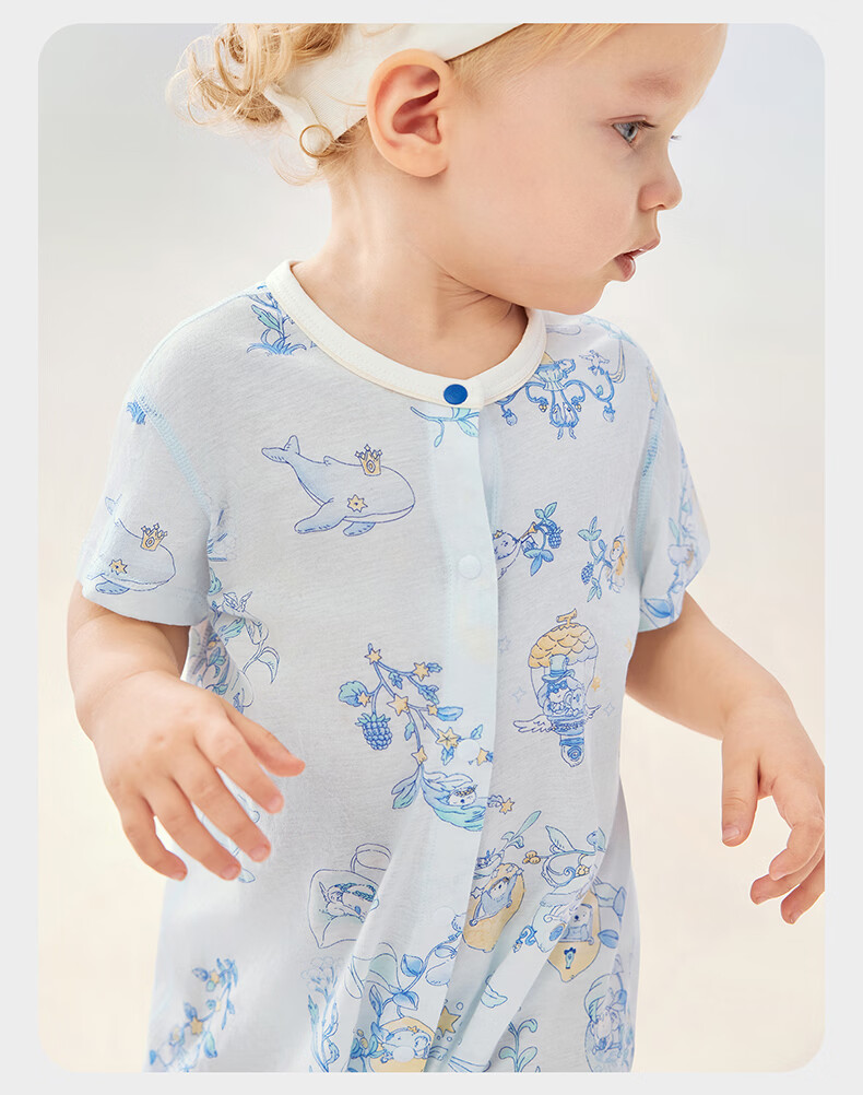Babycare Pure Cotton Short Sleeve Romper Baby Jumpsuit Boys Girls Moisture Absorption Breathable Doka Manor 90cm 17