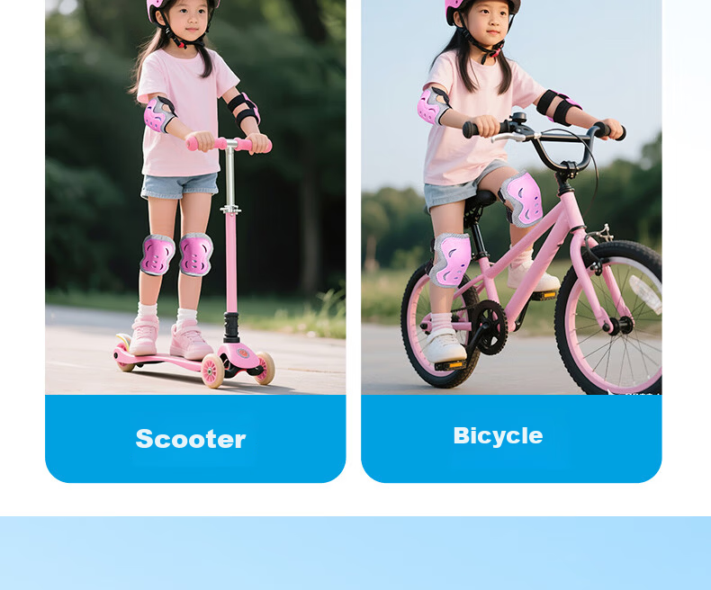 Deli Kids Roller Skates Protective Gear Set Professional Skating Cycling Sports Safety Thick Anti-Fall 7-Piece Set Blue 5