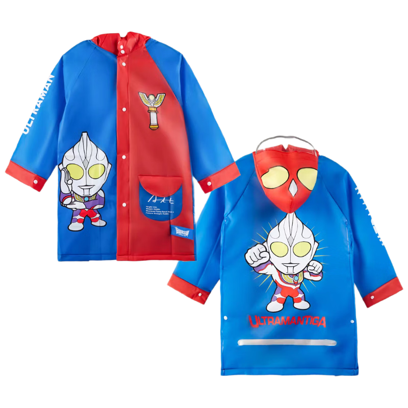 Cheerful Mario Ultraman Children's Raincoat for Boys 2024 Waterproof Full-Body with Backpack Space Baby Toddler Kindergarten School Rain Poncho