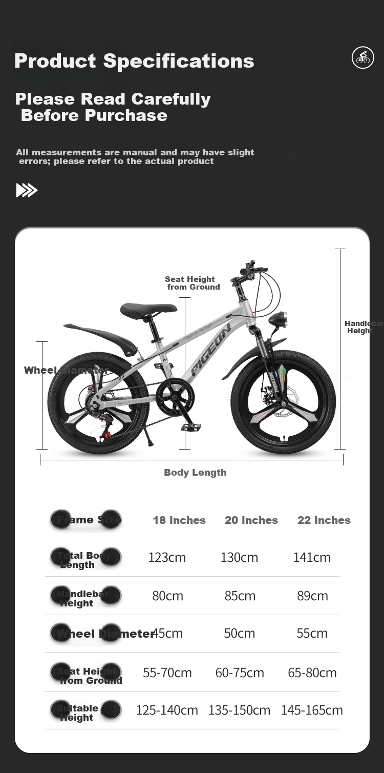 FLYING PIGEON (FG FLYING PIGEON) 18-inch Youth Mountain Bike for Boys and Girls, Children's Beginner Off-Road Student Bicycle 11