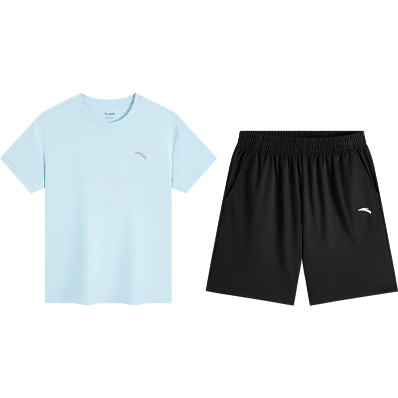 Anta Kids Summer 2026 Quick-Dry Sports Set Boys Short Sleeve T-Shirt and Shorts Fashion Two-Piece Set A72625701