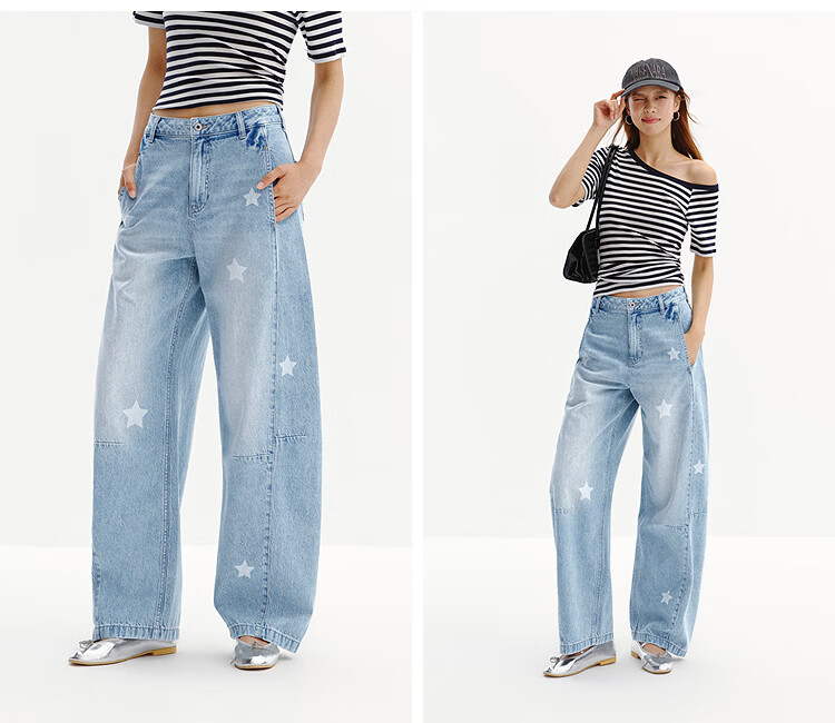 Semir Chen Duling Mall Same Style | Curved Knife Jeans for Women, Summer 2026 Loose Floor-Length Pants, Cool Feeling, 103326124012A 3