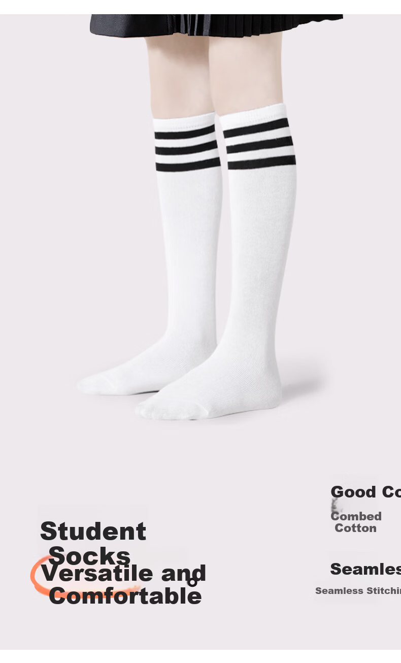 Zhiyouban Children's Mid-Calf Socks Girls Spring Autumn Winter Thin Cotton Long Socks Boys Girls School Uniform Socks 2