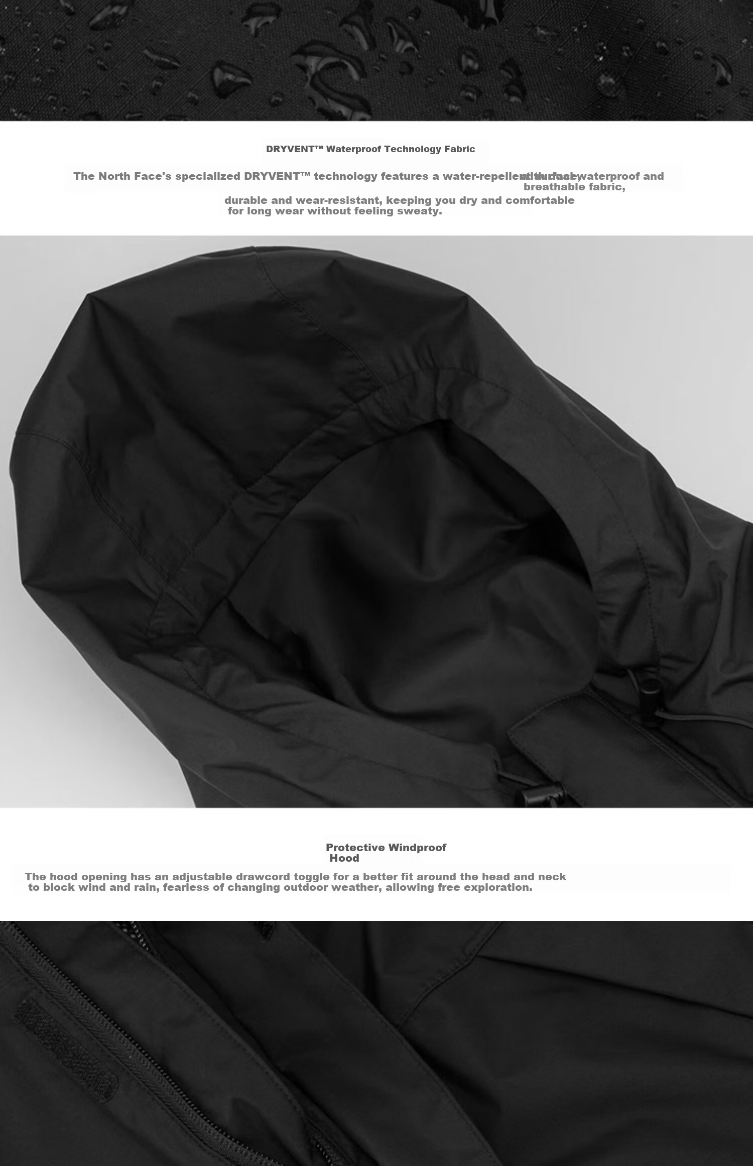 The North Face Men's Outdoor Waterproof Windproof Hard Shell Jacket 8DRZ Black/4H0 XL 3