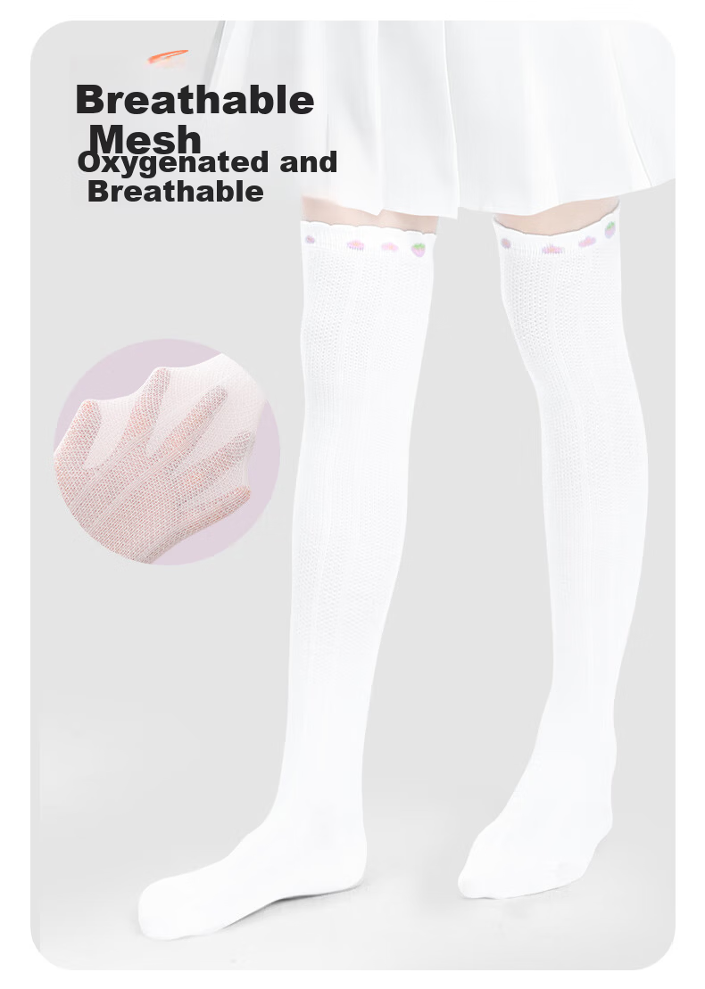 Zhiyouban Children's Mid-Calf Socks Spring Autumn Winter Thin Girls Over-the-Knee Long Socks Cotton White High Tube Half-Leg Socks 3