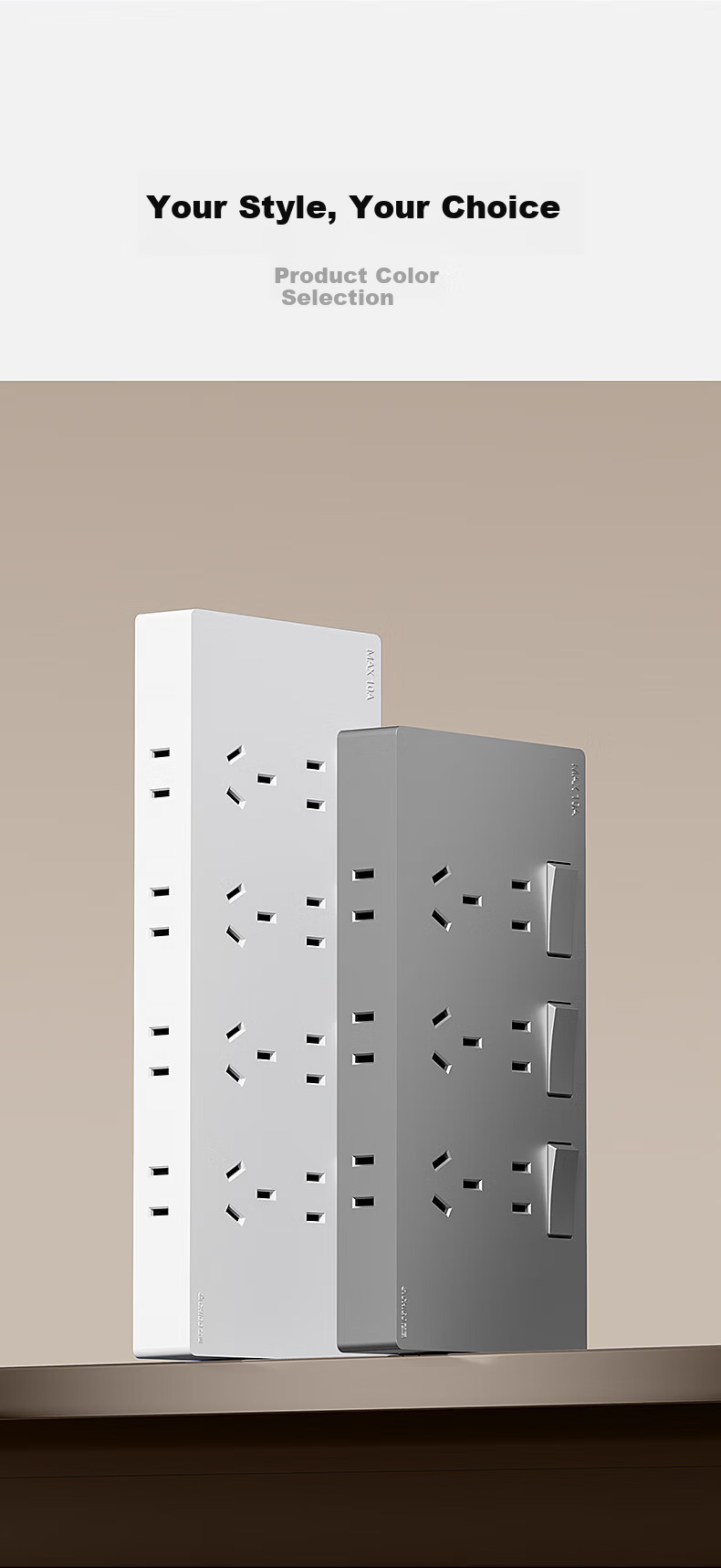 CHIGO Model 86 Expandable Power Strip Kitchen Multi-Port Converter Wireless Socket Extension [White-28 Ports-Left Wiring] Right Expansion + Independent Switch 2