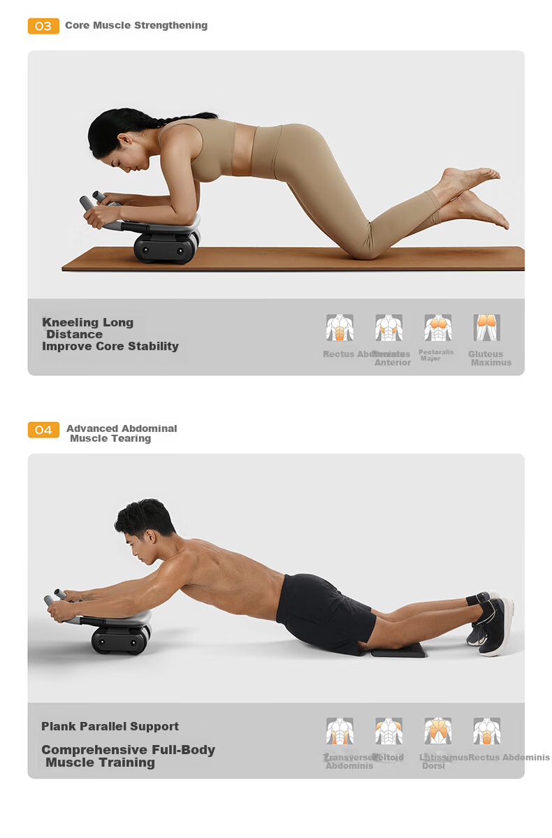 MERACH Four-Wheel Ab Roller with Automatic Rebound Elbow Support, Smart Timer Ab Wheel, Sit-Up Roller, Abdominal Muscle Trainer, Fitness Equipment 14