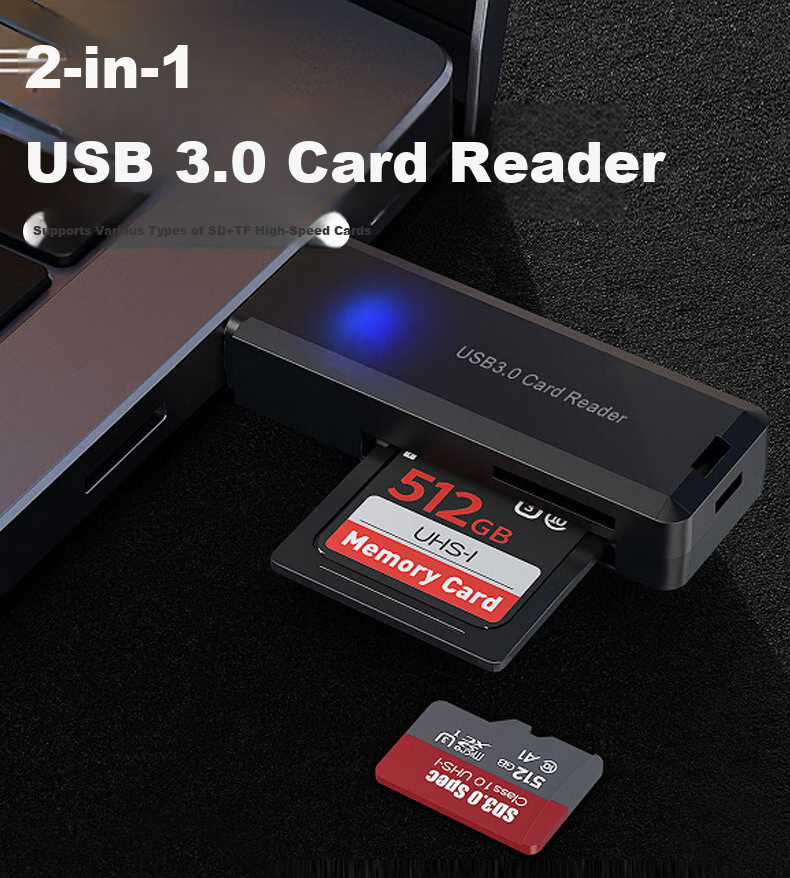 Liantuo USB 3.0 High-Speed Card Reader SD/TF Memory Card Multi-Function All-in-One for PC/Laptop/Drone/Surveillance Camera/Dash Cam 2