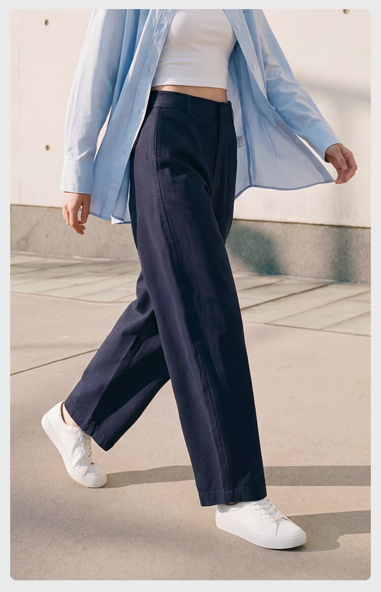 JD Jingzao Curved Blade Pants Women 2026 New Casual Pants Spring Autumn Sports Loose Low Hip Dark Sea Blue M 21
