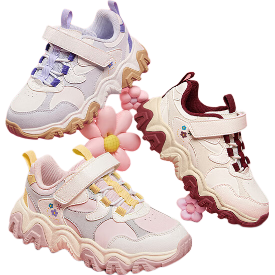 Balabala Kids Sports Shoes Girls Thick Sole Shoes Spring Autumn 2026 New Trend Boys Running Shoes Red New Year Style