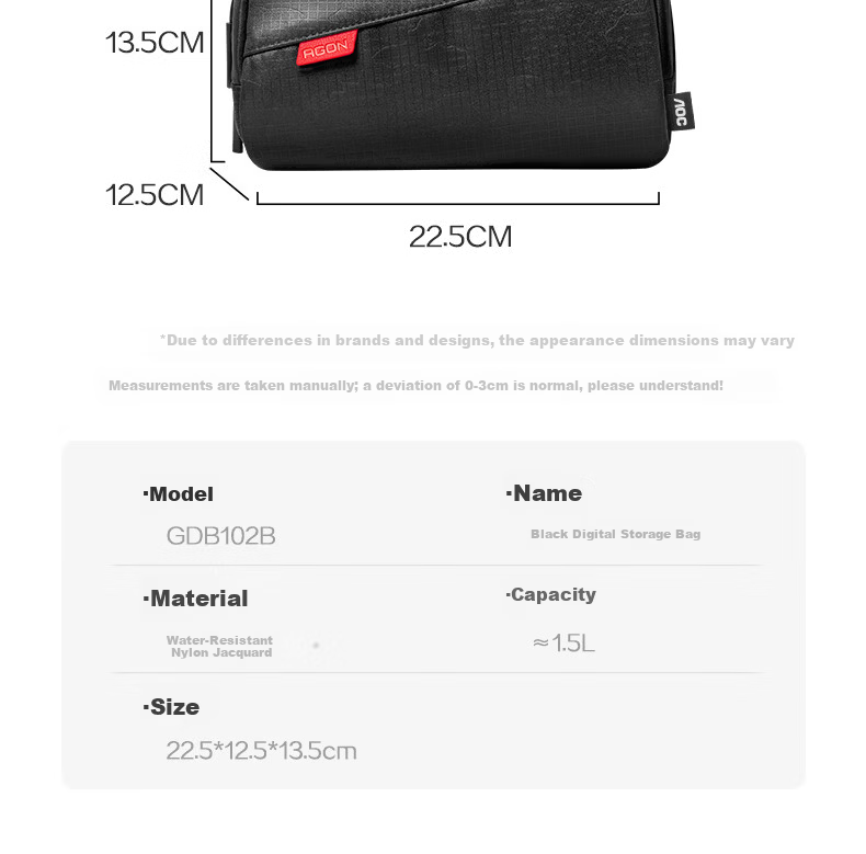 AOC Digital Storage Bag Casual Crossbody Lightweight Portable Water-Resistant Travel Electronics Bag 13