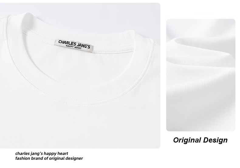 Charles Peach Heart Summer Simple Small Heart Logo Women's Slim Fit Short Sleeve T-Shirt Casual Versatile White F 1