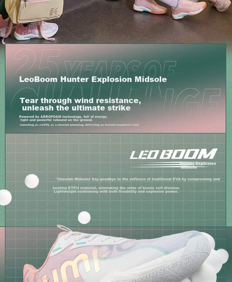 KUMPOO 25th Anniversary Limited Edition Badminton Shoes Anti-Twist Non-Slip Wear-Resistant Training Shoes KH-D72PRO.25th White Pink Size 40 3