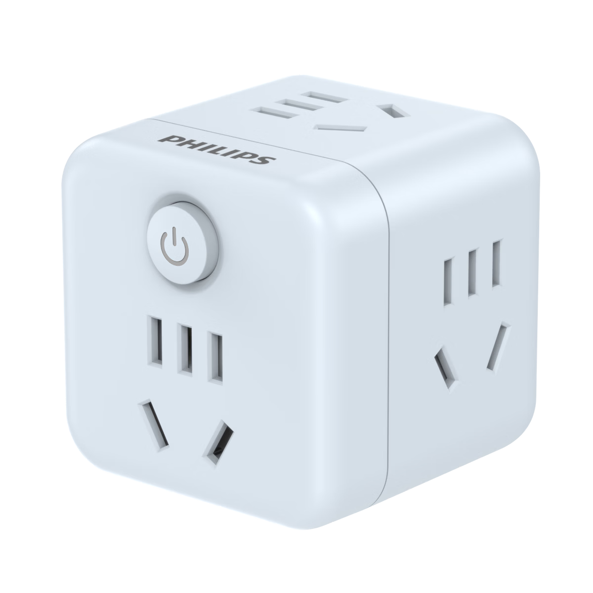 PHILIPS Cube Power Strip Converter Adapter Multi-Outlet 5-Socket Travel Dorm Hotel Extension Multi-Functional Socket Wireless Power Strip Blue