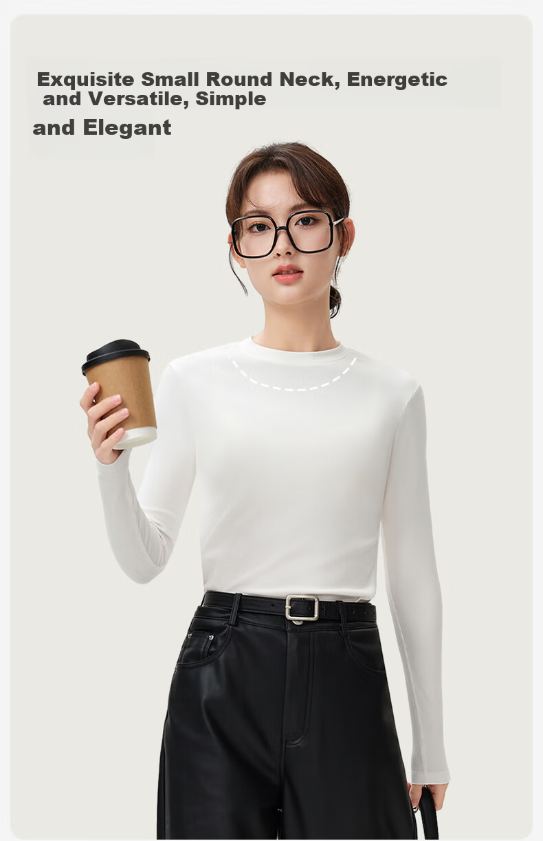Jianyun Modal Cotton Slim Fit White Long Sleeve Thin T-Shirt for Women Stylish Outerwear 8