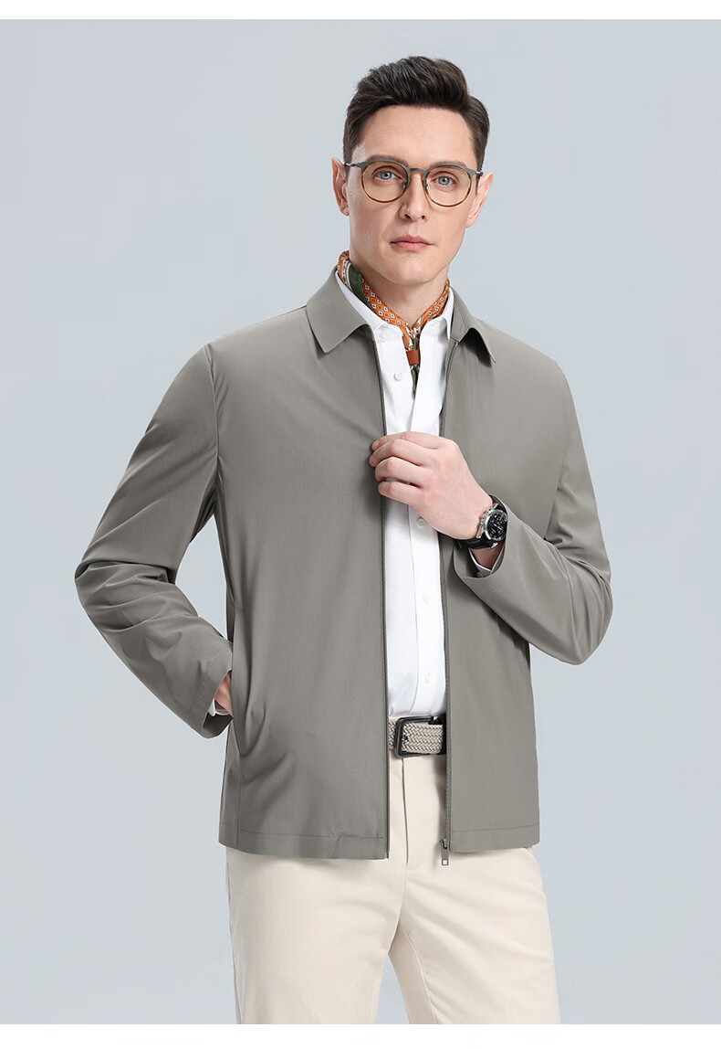 ROMON 【UPF50+】Men's Sun Protection Jacket Spring Summer New High Elastic Breathable Comfortable Business Casual Polo Collar Coat 16
