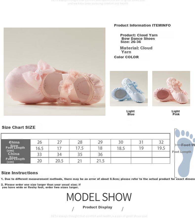 Iron Arrow Children's Soft Sole Ballet Dance Shoes Girls Bowknot Chinese Dance Practice Shoes Light Pink Size 32 2