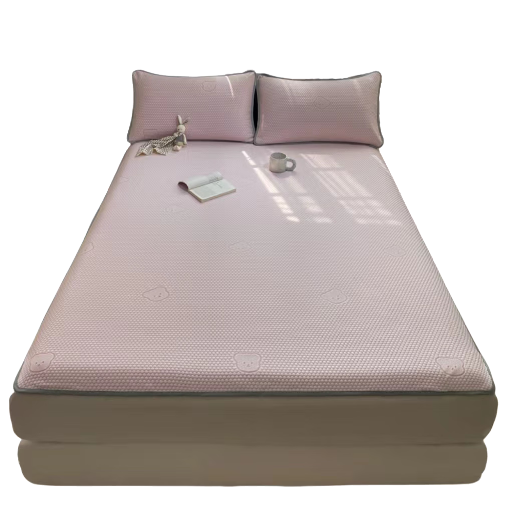 Hongdou Class A Ice Bean Cooling Mat Summer Ice Silk Soft Mat Dormitory Summer Cooling Mat 1.2*2m Ice Bear Pink