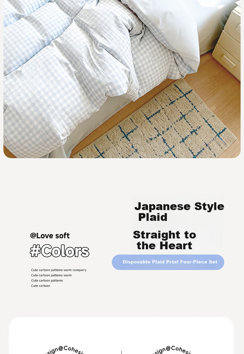 Qihaiqiu Disposable 3-Piece Bedding Set Thickened Sheet Duvet Cover Pillowcase Portable Single Hotel Travel Business Blue Gray Plaid 2