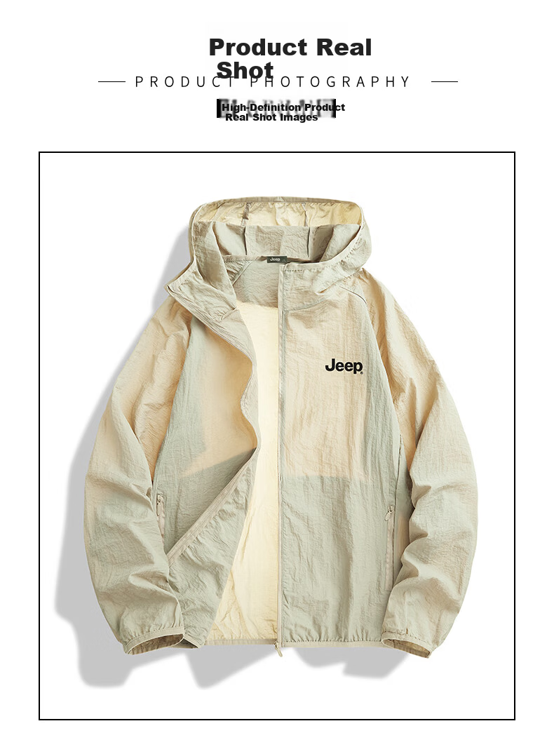 JEEP Men's Summer UPF50+ Ice Silk Breathable Fishing Sun Protection Jacket UV Protection Lightweight Coat 4