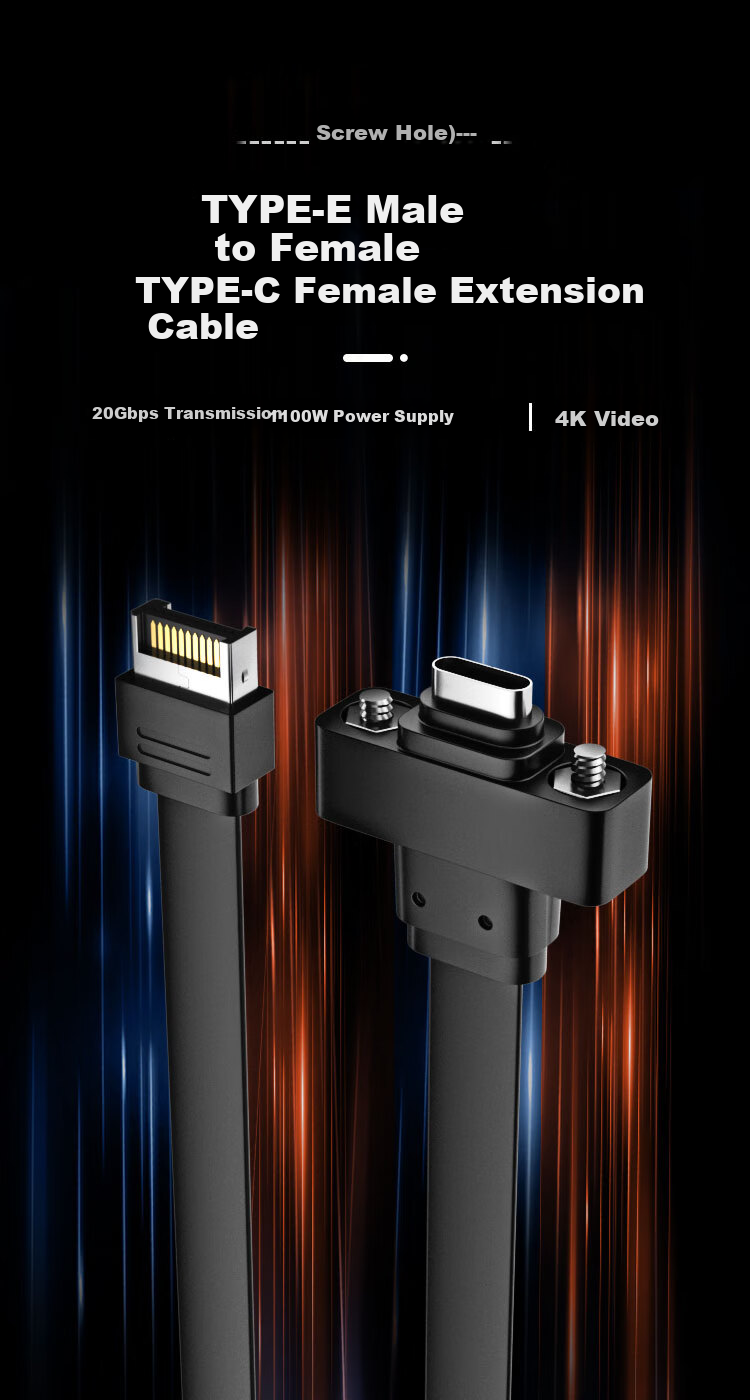 ZHENWEI Type-E to Type-C USB 3.2 Extension Cable with Half-Height Bracket 30cm Front/Rear Panel Motherboard Expansion 1