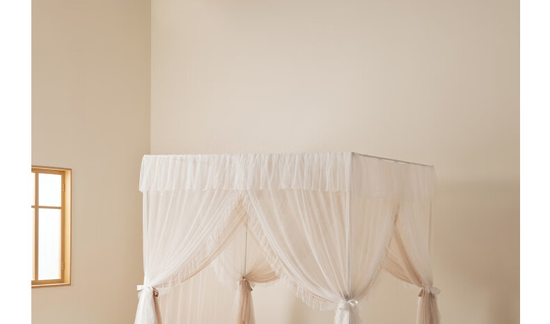 MEDOGA 2026 New A-Class Princess Style Floor-Length Premium Indoor Bed Canopy Mesh Mosquito and Dust Proof 1.8m Light Tea Color 29