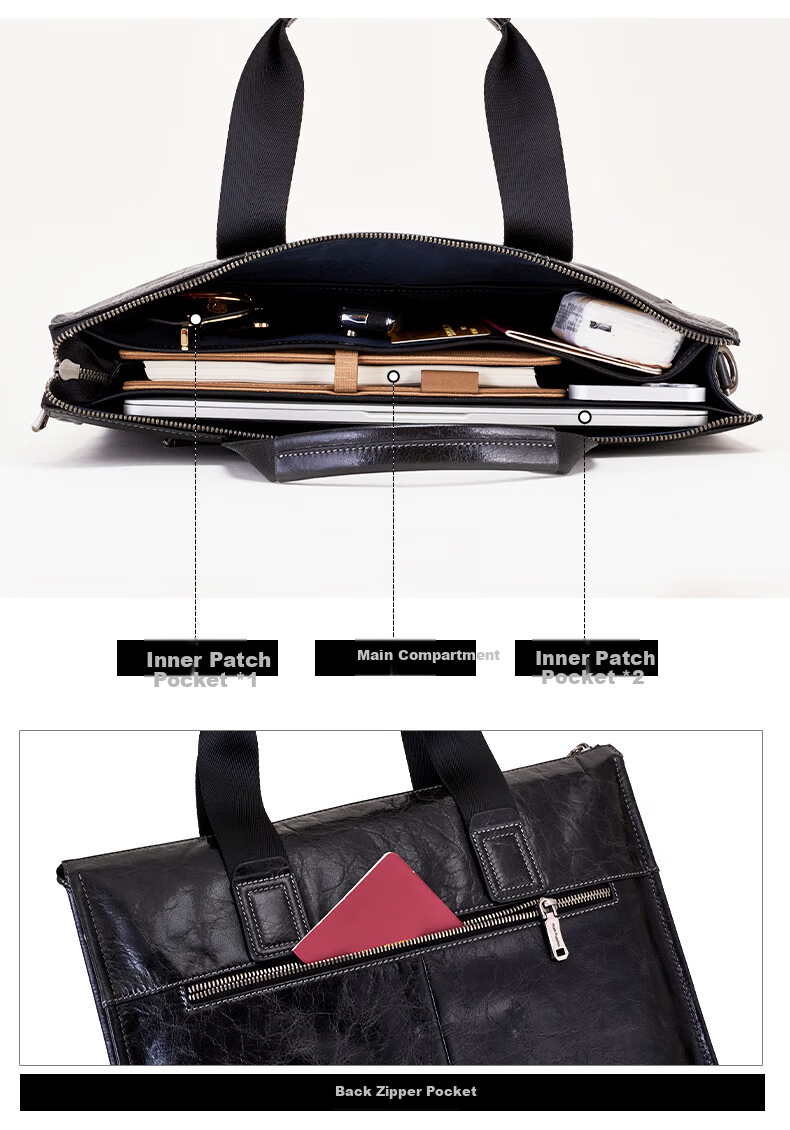 Hush Puppies Men's Business Briefcase 14-inch Shoulder Bag Casual Laptop Bag Birthday Gift for Boyfriend 4