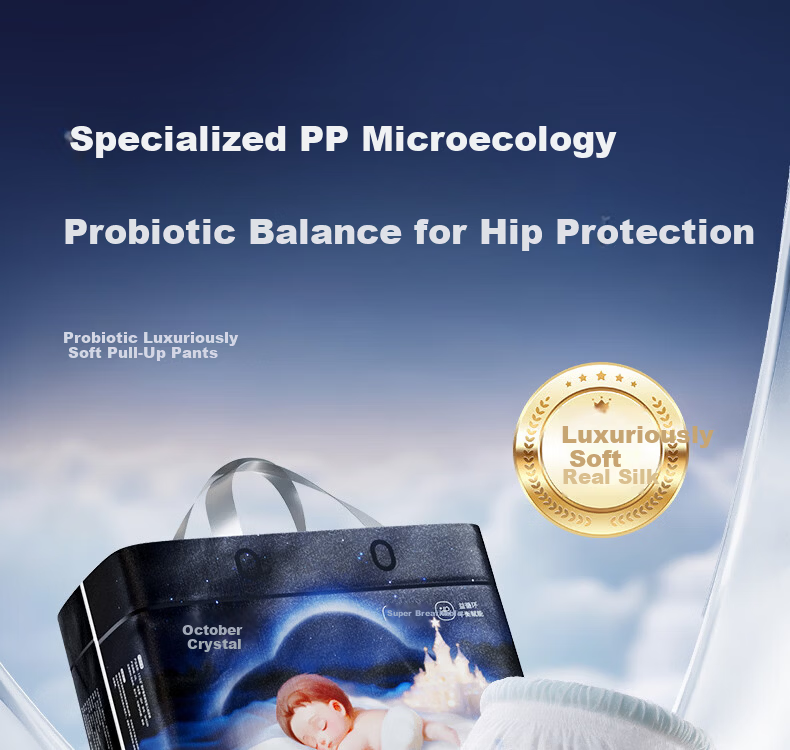 October Crystal Probiotic Luxury Soft Pull-Up Pants Probiotic Ultra-Thin Breathable Newborn Baby Diapers XL Size 28 Pieces 4