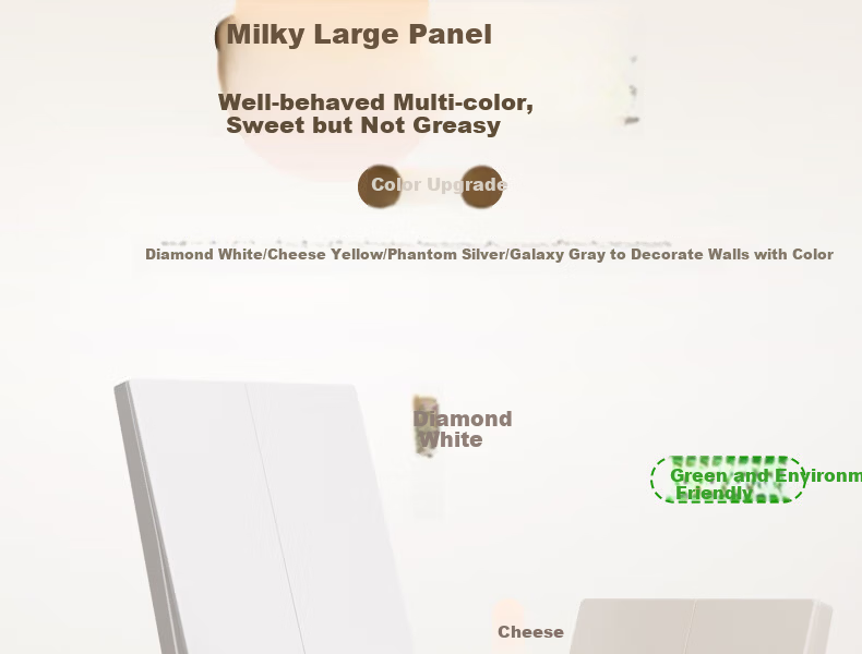 CHNT Switch Socket No-Paint Cream Style Large Panel Socket Faceplate Concealed X1M One-Gang Two-Way Control Phantom Silver Gray 8