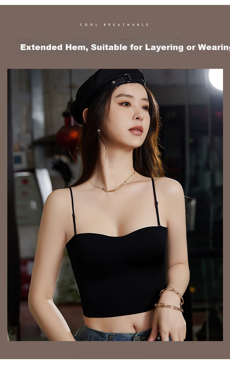 LangSha Women's Camisole Tank Top with Built-in Bra Pad, Antibacterial Skin-friendly Backless Vest, Wearable as Outerwear 11