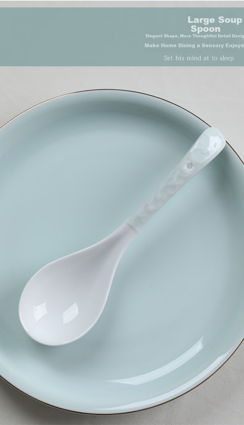 MULTIPOTENT Soup Spoon Small Rice Spoon Yi He Underglaze Color Retro Blue and White Round Bottom Set of 6 Spoons 16